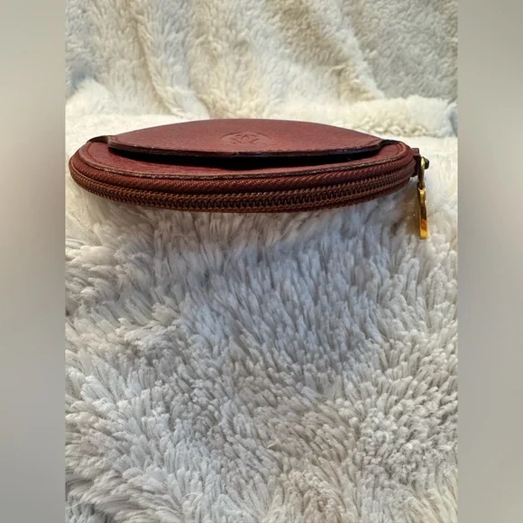 Vintage Cartier Bordeaux Leather Coin Pouch | 90s Must de Cartier Zip Wallet - Picture 4 of 9